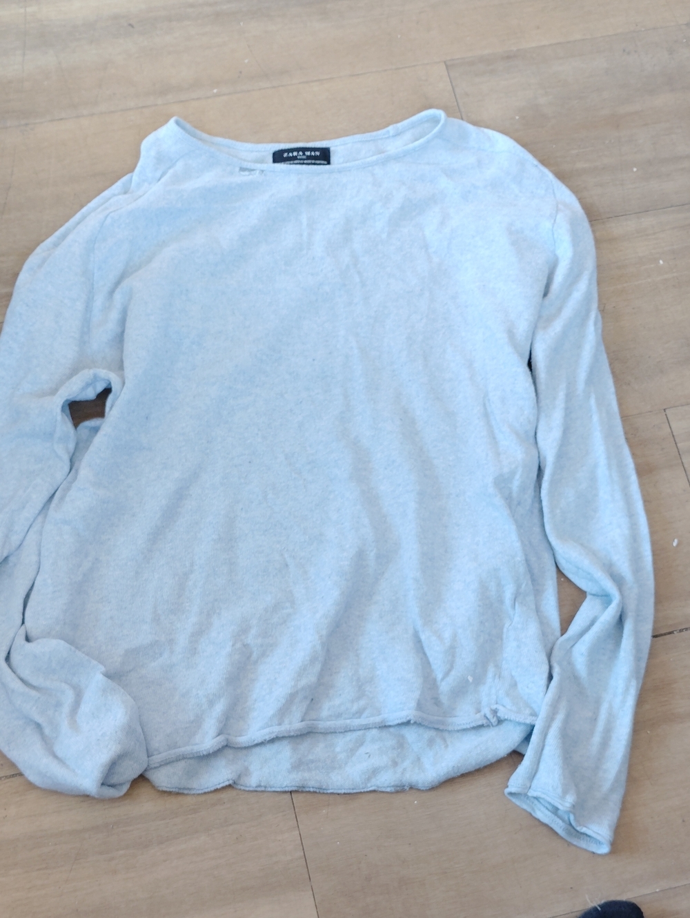 Zara Man Light Blue Knit Crewneck Sweater Size medium